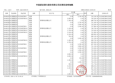 建行对公银行流水